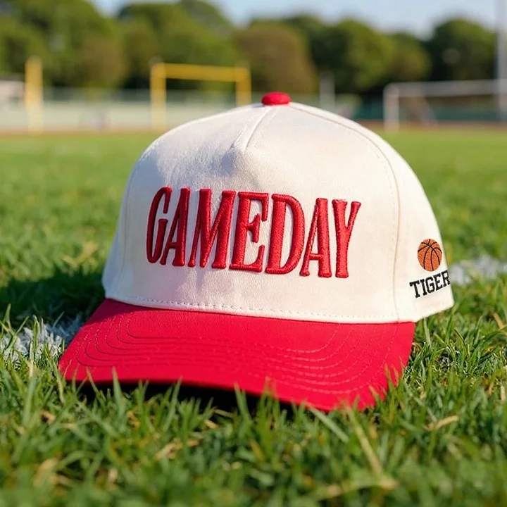 Game Day  Embroidery Baseball Cap with Sport Icon on Side
