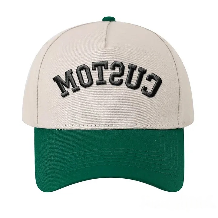 Custom Upside Down Hat 3D Puff Embroidered Two Tone Baseball Cap