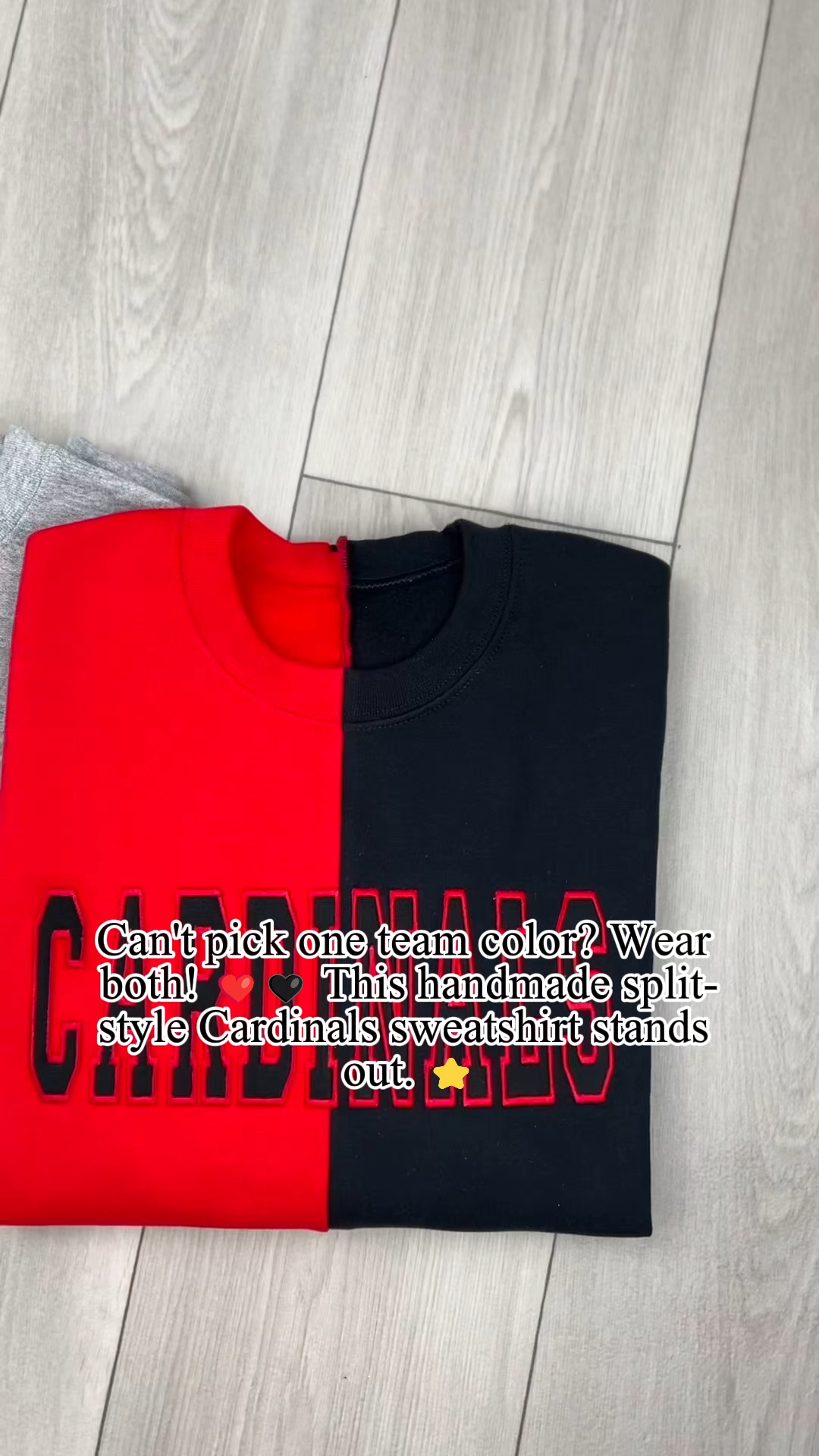 Custom Half & Half Split Color Embroidered Varsity Letter Gameday Sweatshirt & Tee