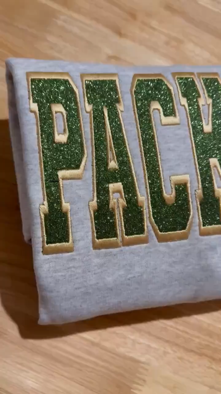 Custom Embroidered Packers Glitter Sweatshirt 