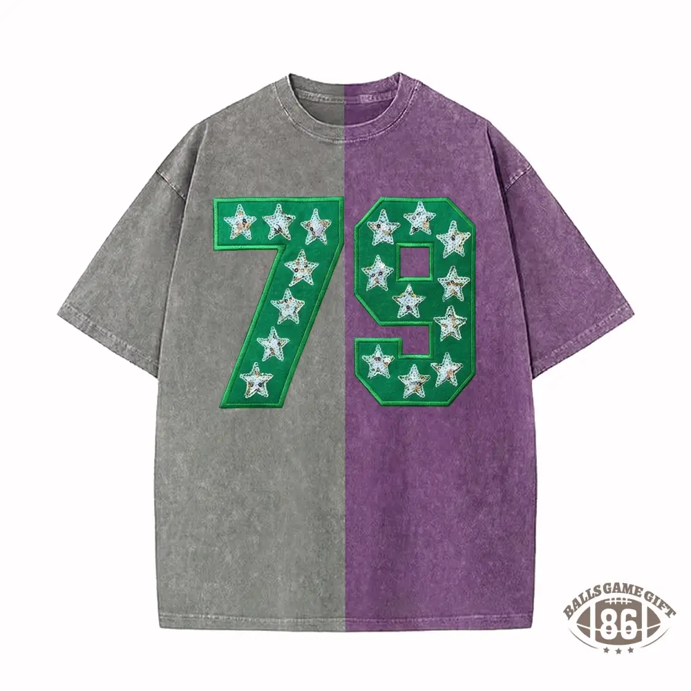 Personalized Team Number with Stars Two Tone Washed T-shirt 