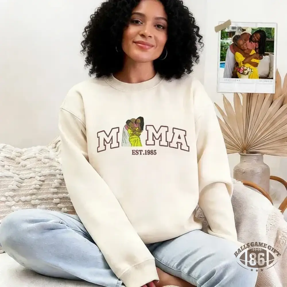 Customized Mom Mum Mother-Child Photo Mother's Day Embroidered Sweatshirt
