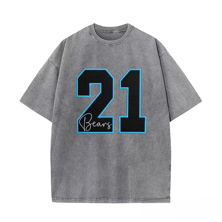 Custom Sports Number T-Shirt, Vintage Washed Team Spirit Casual Top