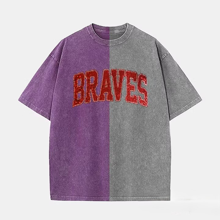 Custom Sequin Text Letter Two Tone Washed T-shirt-Best Gift For Sport Lovers