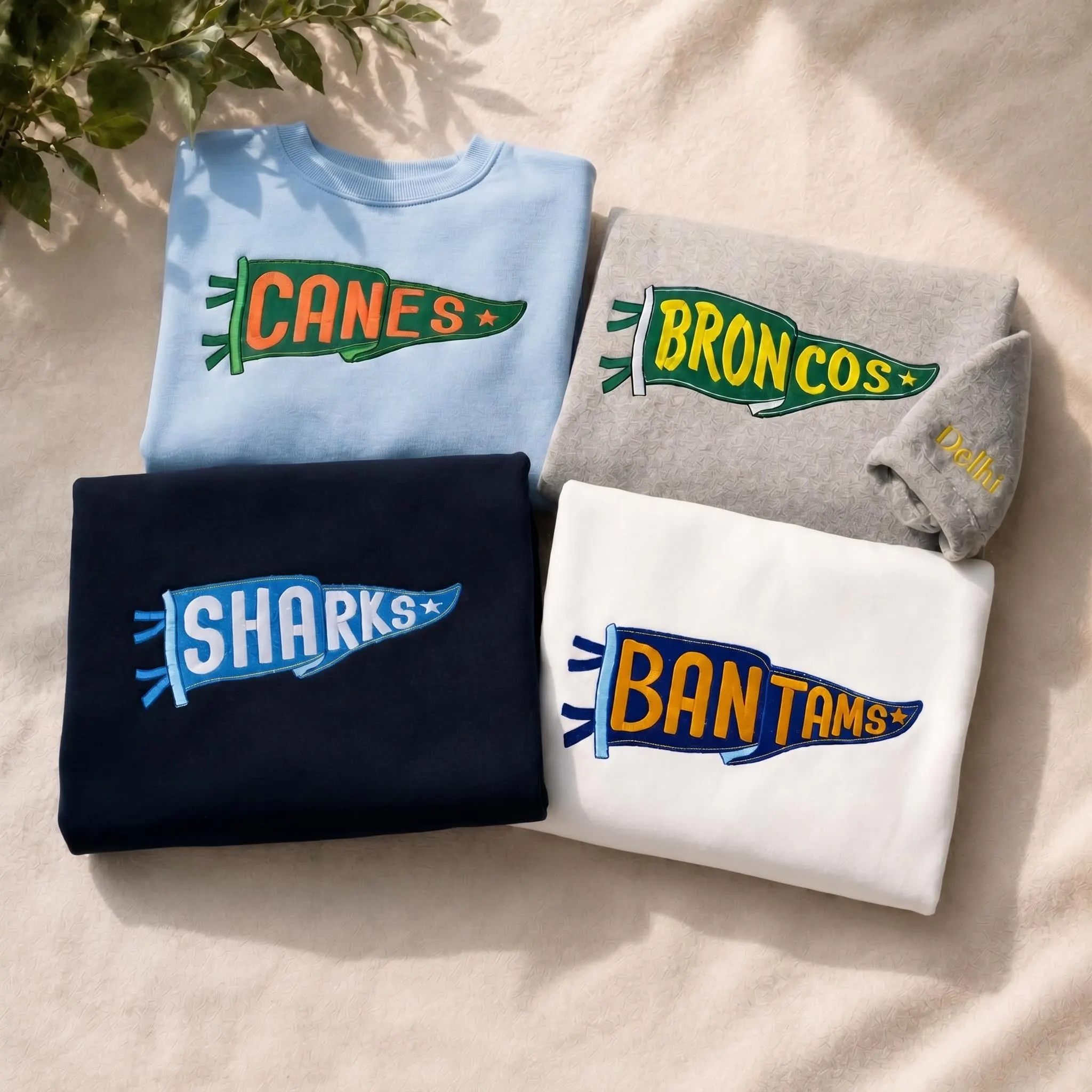 Custom Pennant Embroidered Sweatshirt - Personalized Team & School Spirit Crewneck