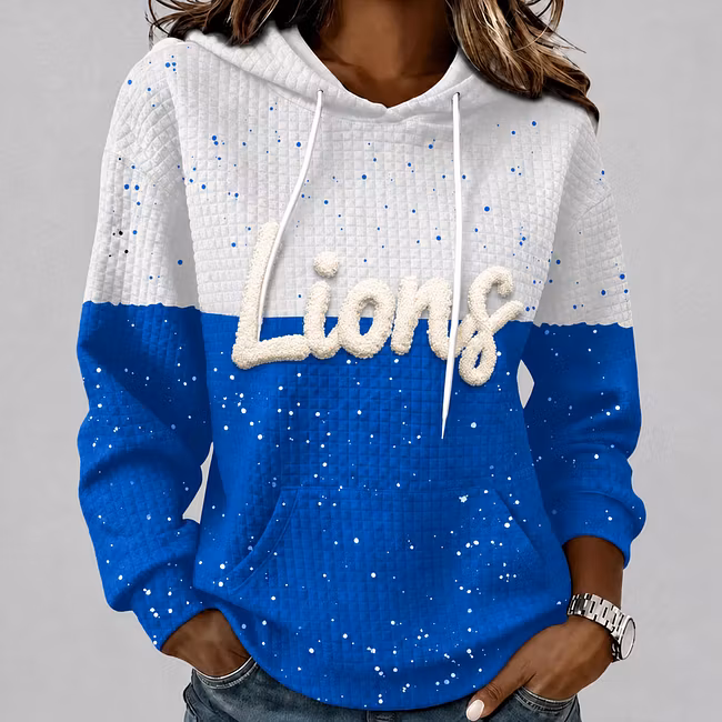 Custom College Spirit Waffle Hoodie, Personalized Chenille Team Name & Mascot Game Day Pullover
