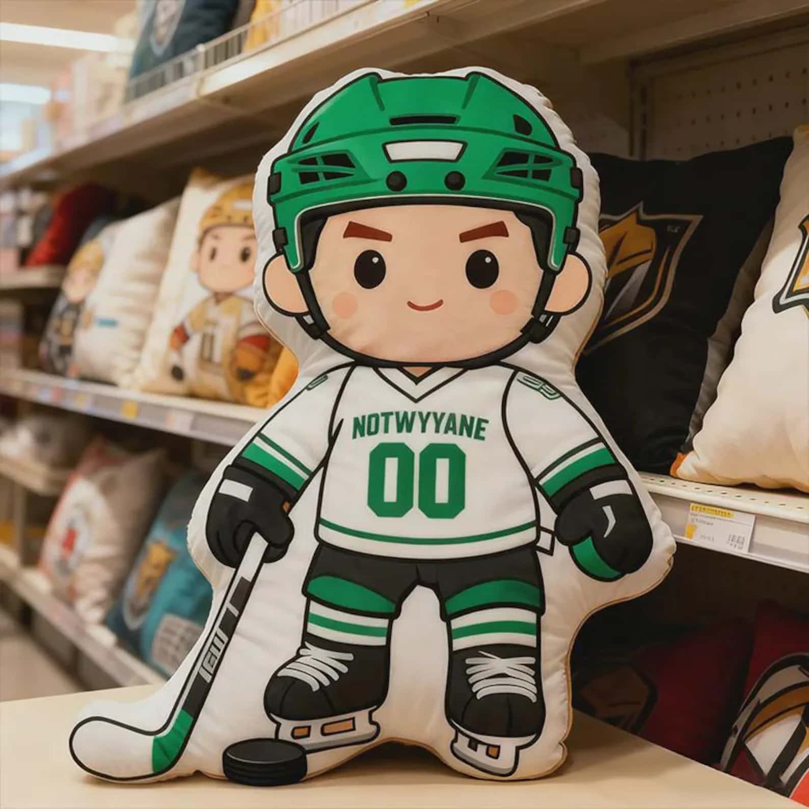 Hockey Player Custom Pillow Personalized Name Number Kids Sports Gift Bedroom Decor