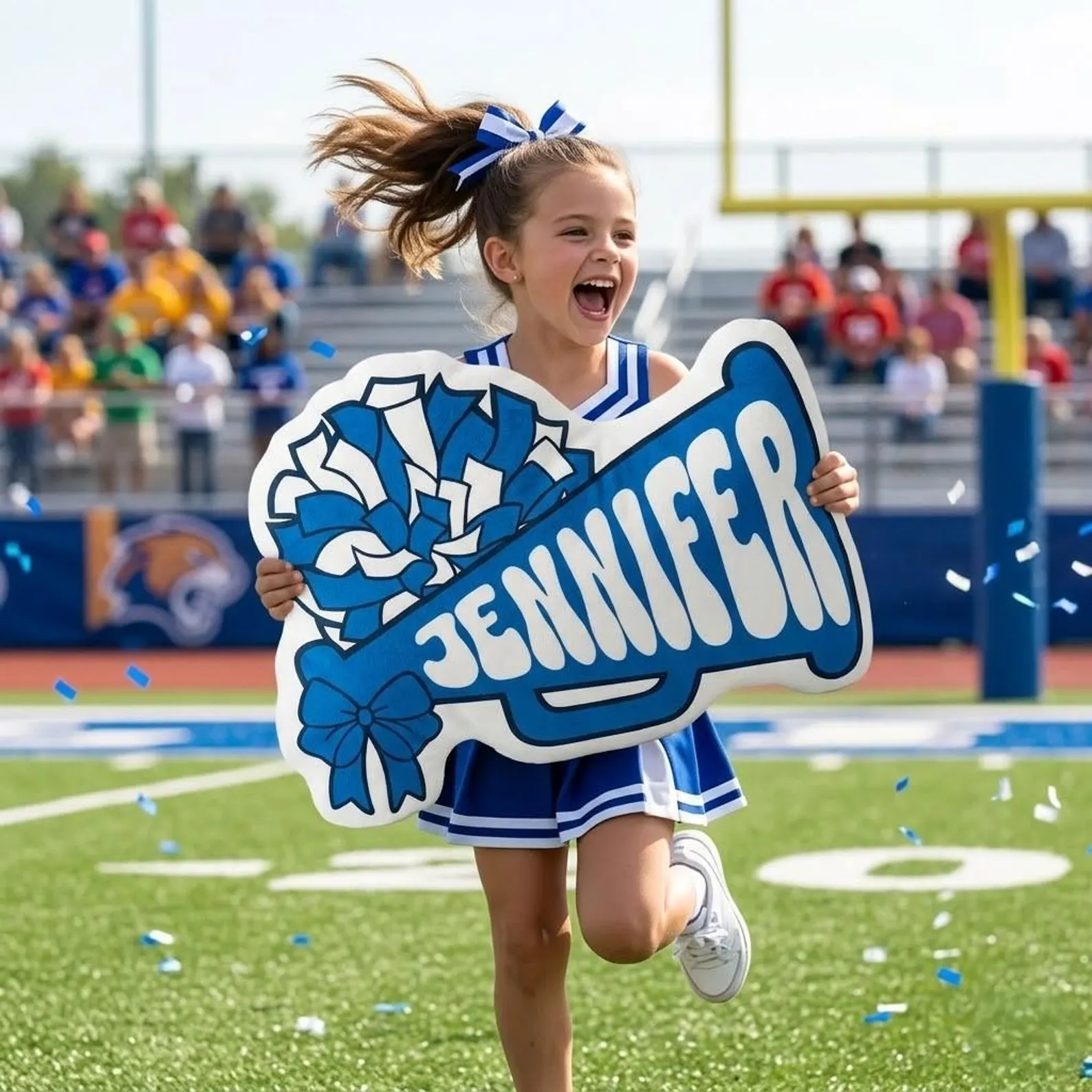 Personalized Cheerleader Megaphone Pillow – Custom Name Cheer Gift