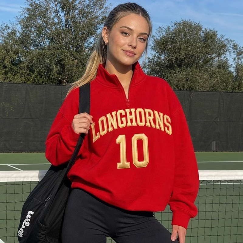 Custom Metallic Puff Print Quarter Zip Sweatshirt – Personalized Team Name & Number