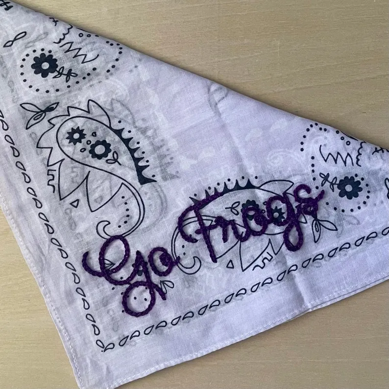 Custom Chain Stitch Team Spirit Bandana Scarf – Personalized Game Day Accessory