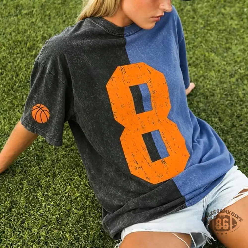 Custom Vintage Varsity Number or Letter Sport Team Two Tone Washed T-Shirt