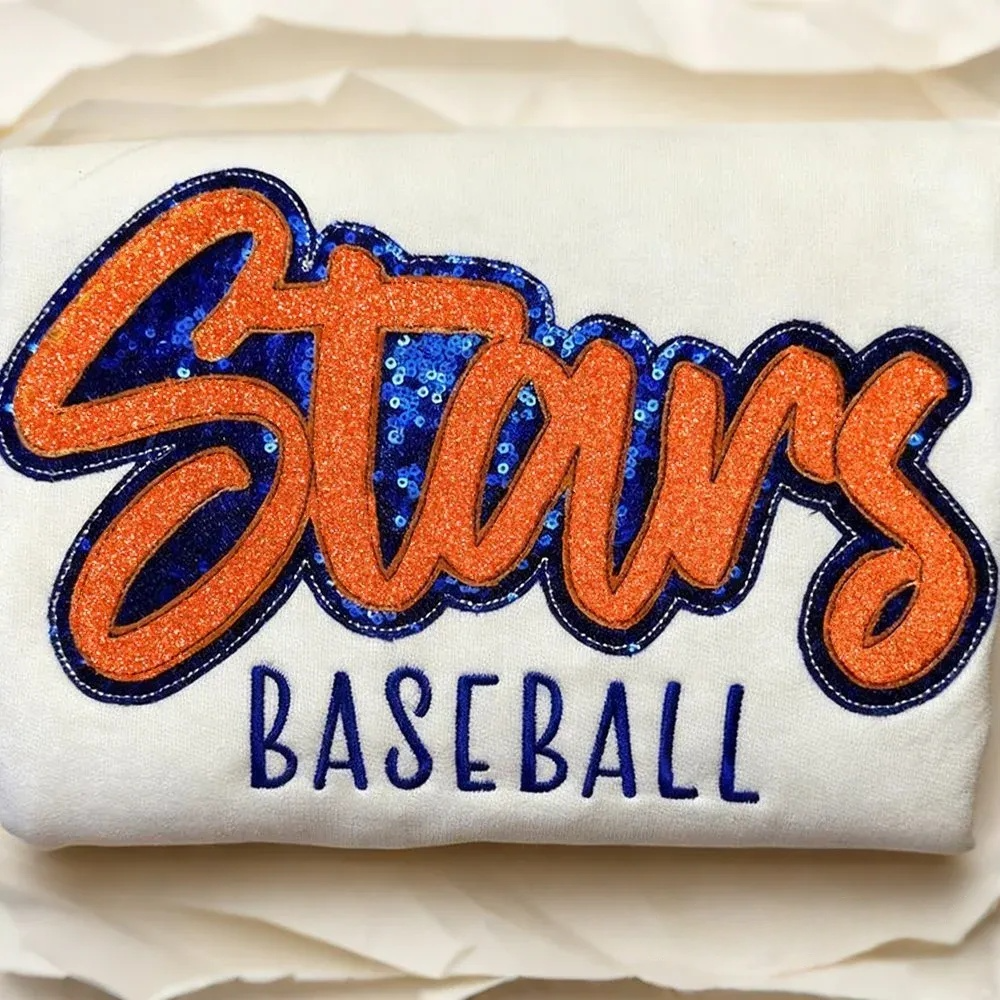 Personalized Sparkly Glitter Sequin Applique Embroidered Gameday Sweatshirt