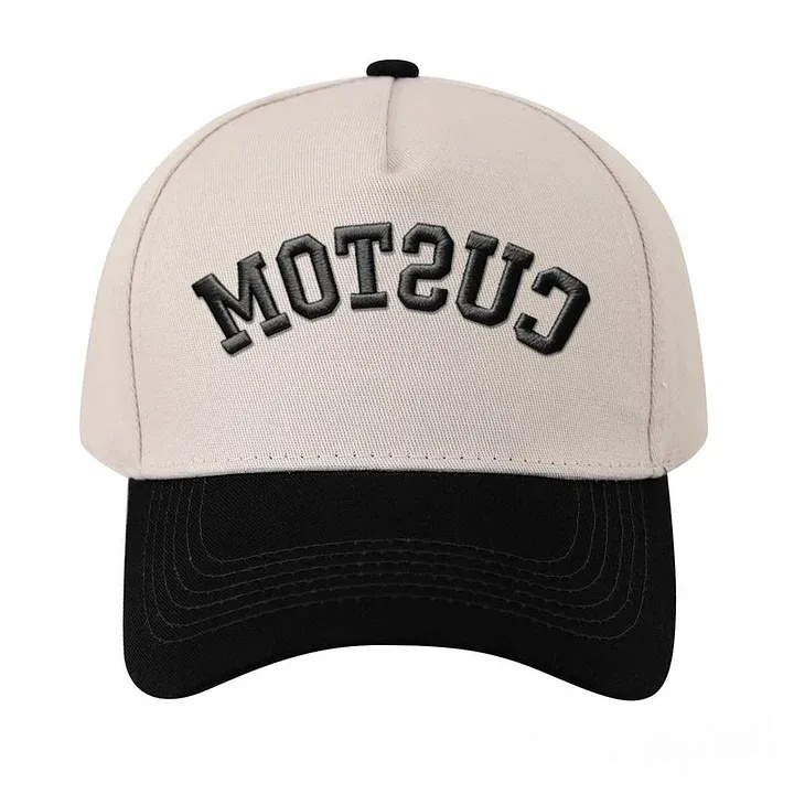 Custom Upside Down Hat 3D Puff Embroidered Two Tone Baseball Cap