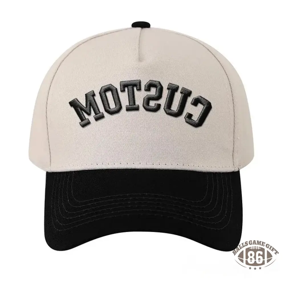 Custom Upside Down Hat 3D Puff Embroidered Two Tone Baseball Cap