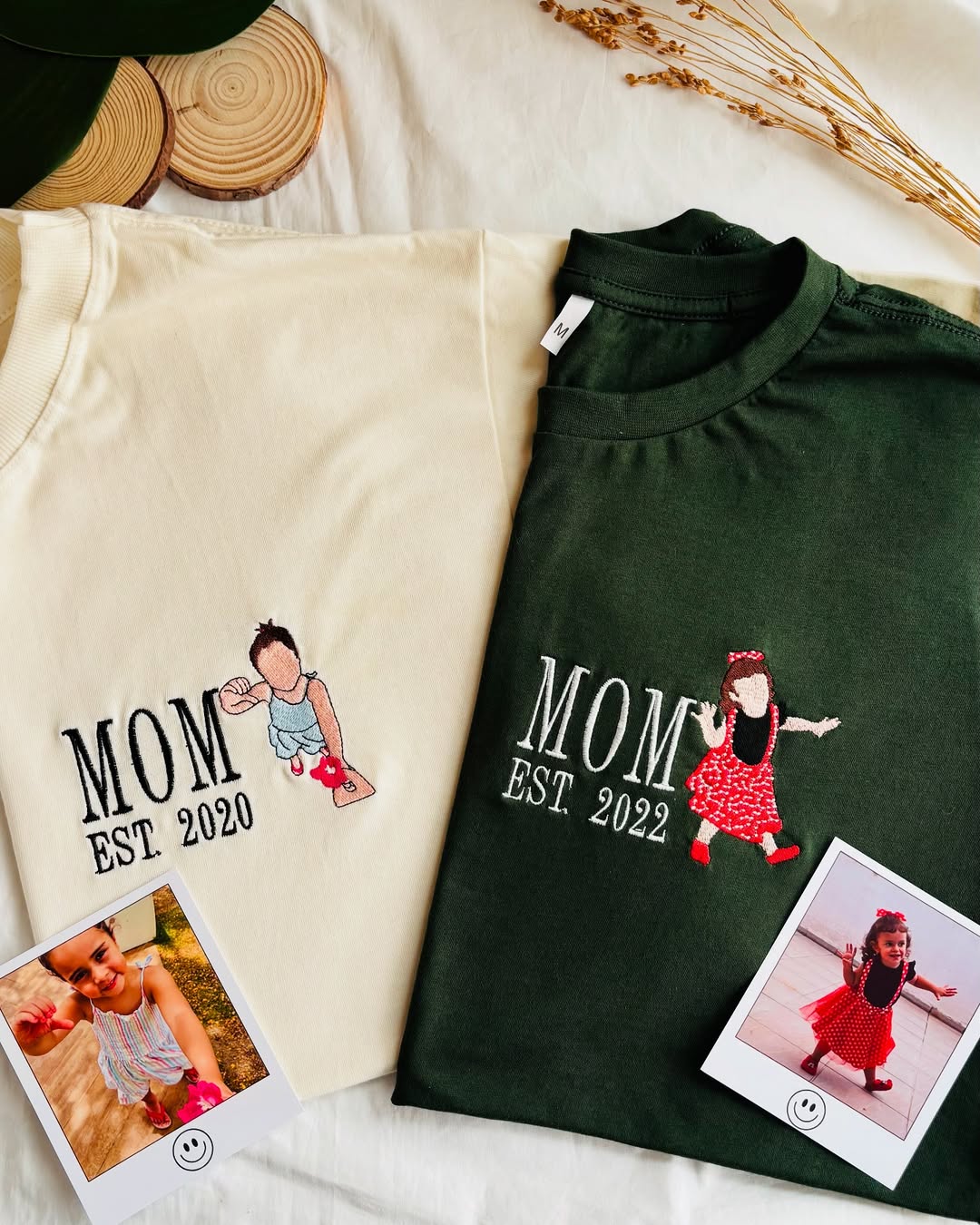 Pamaviva Custom Mom Hoodie Personalized Child Portrait Embroidered Sweatshirt for Mother's Day