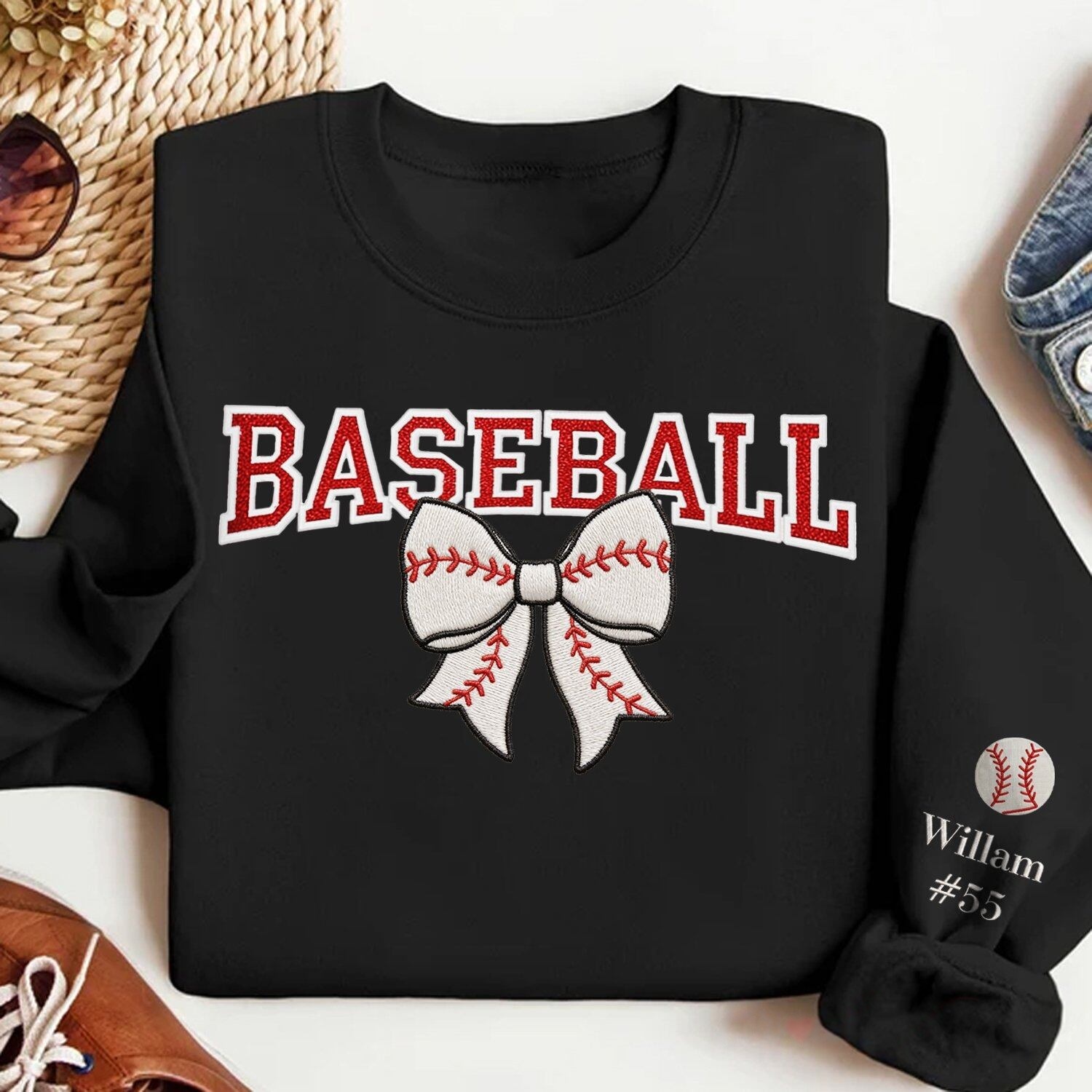 Custom Bow Applique Embroidery Apparel Fan Shirt Player Gift Crewneck Hoodie T-Shirt