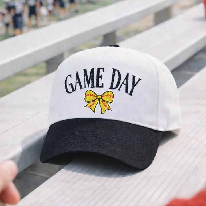 Game Day Sport Bow Embroidery Baseball Cap Sport Mom Gifts