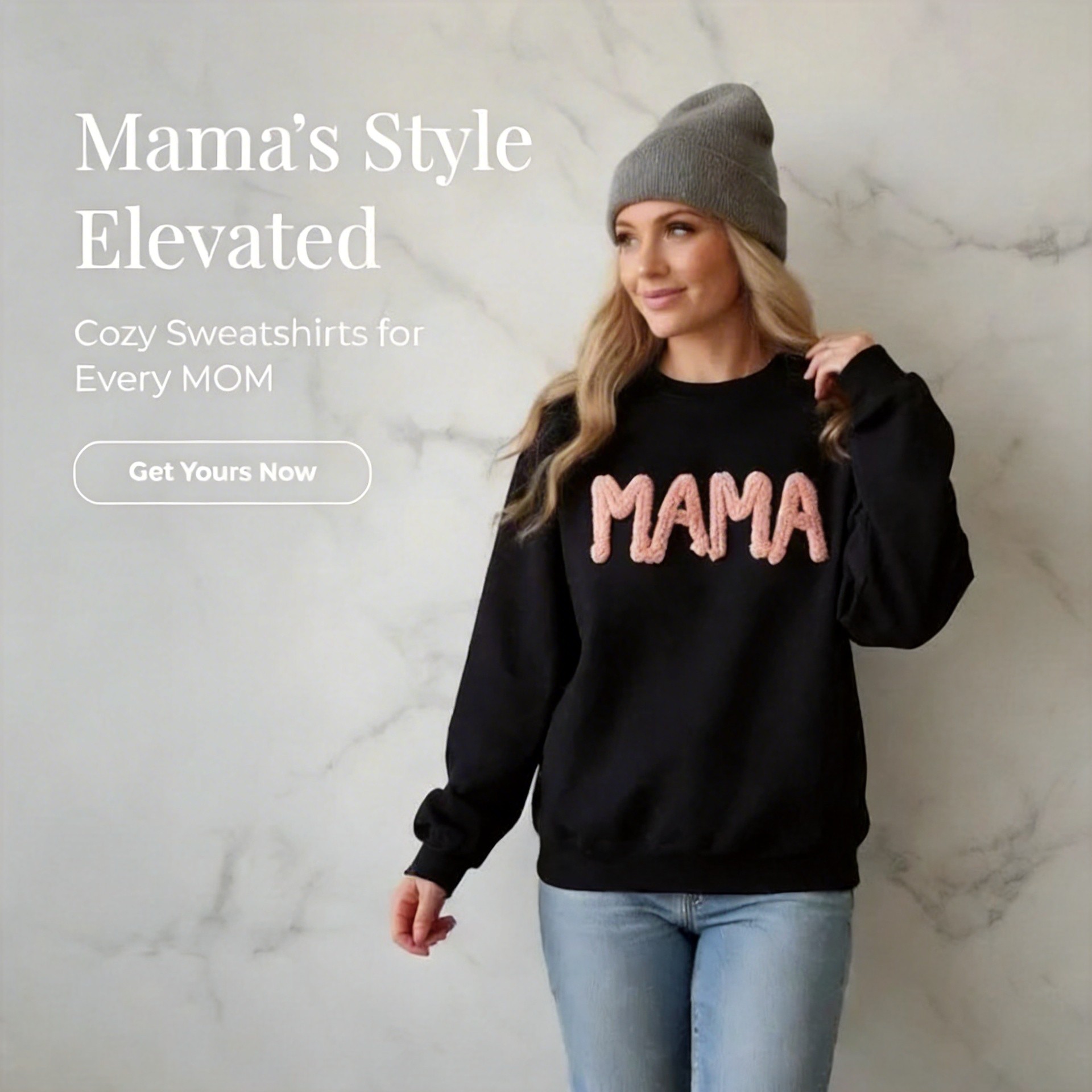 Custom Chenille Yarn Embroidered Mama Sweatshirt with Kids Names on Sleeve Mother’s Day Gift