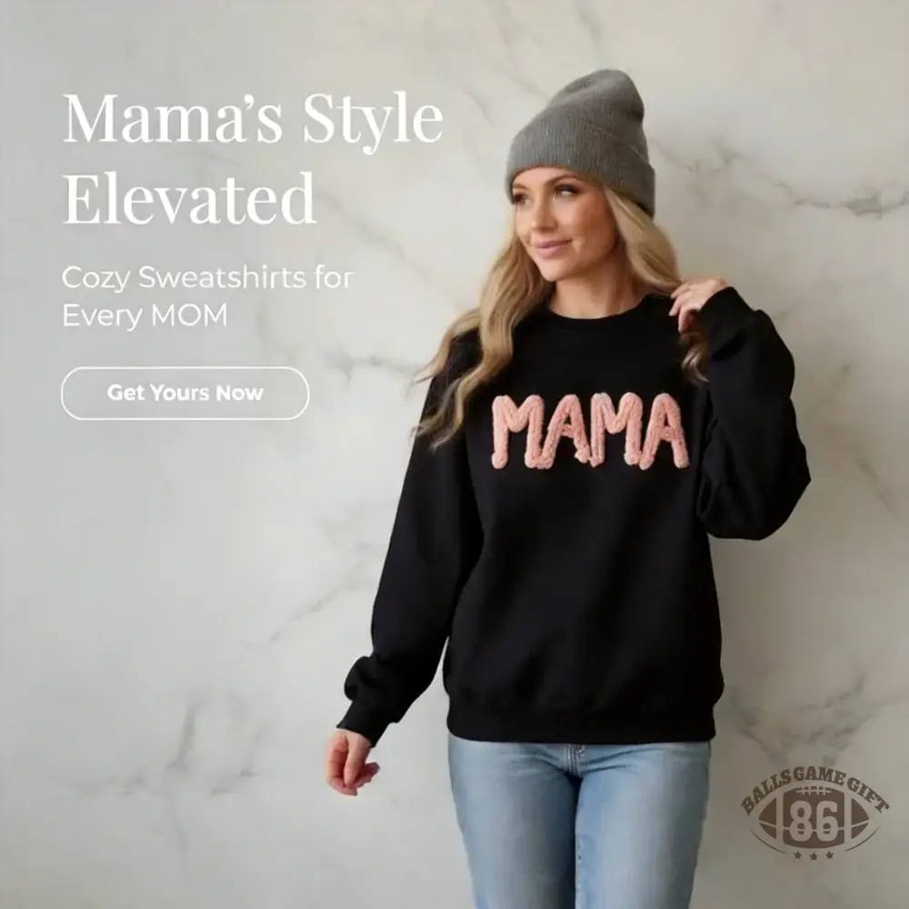 Custom Chenille Yarn Embroidered Mama Sweatshirt with Kids Names on Sleeve Mother’s Day Gift
