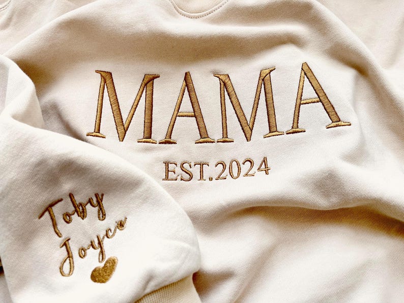 Personalized Mama Full Embroidered Sweatshirt, New Mom Outfit, Mother's Day Gifts.