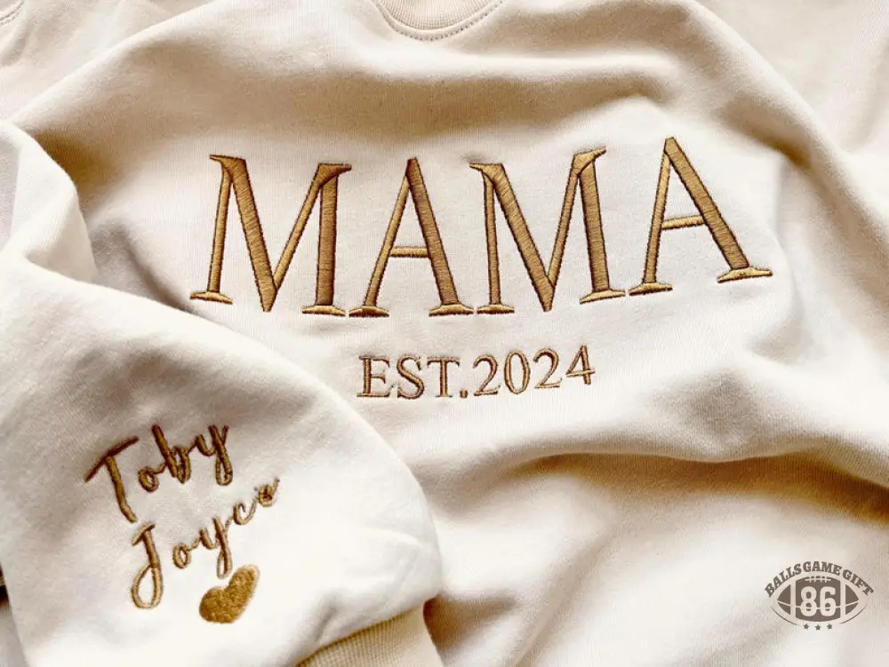 Personalized Mama Full Embroidered Sweatshirt, New Mom Outfit, Mother's Day Gifts.