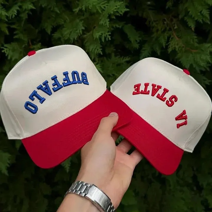 Custom Upside Down Hat 3D Puff Embroidered Two Tone Baseball Cap