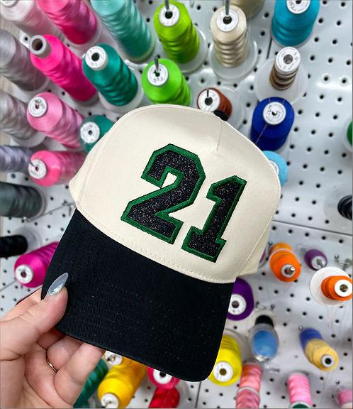 Glitter Sports Hat Custom Number or Letter Game Day Baseball Cap
