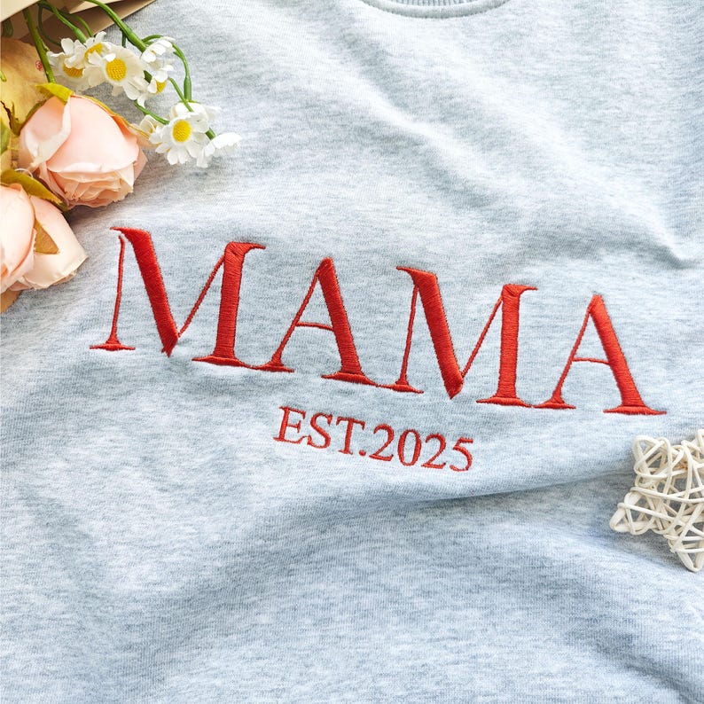 Personalized Mama Full Embroidered Sweatshirt, New Mom Outfit, Mother's Day Gifts.