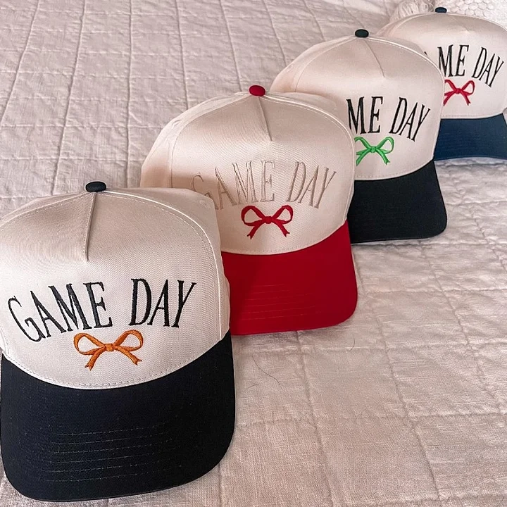 Game Day Sport Bow Embroidery Baseball Cap Sport Mom Gifts