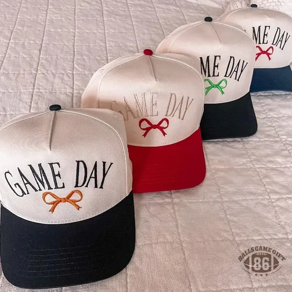 Game Day Sport Bow Embroidery Baseball Cap Sport Mom Gifts