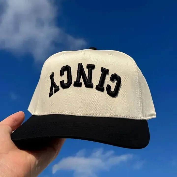 Custom Upside Down Hat 3D Puff Embroidered Two Tone Baseball Cap