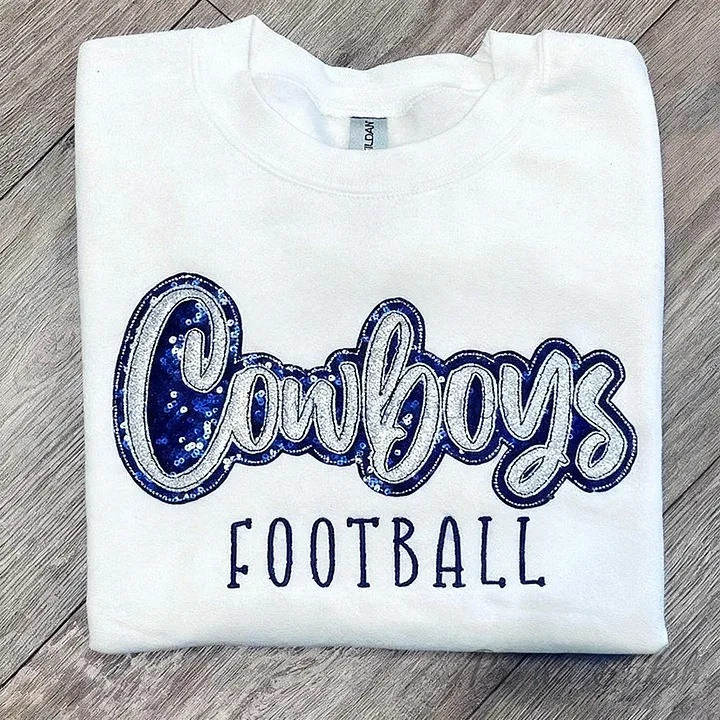 Personalized Sparkly Glitter Sequin Applique Embroidered Gameday Sweatshirt