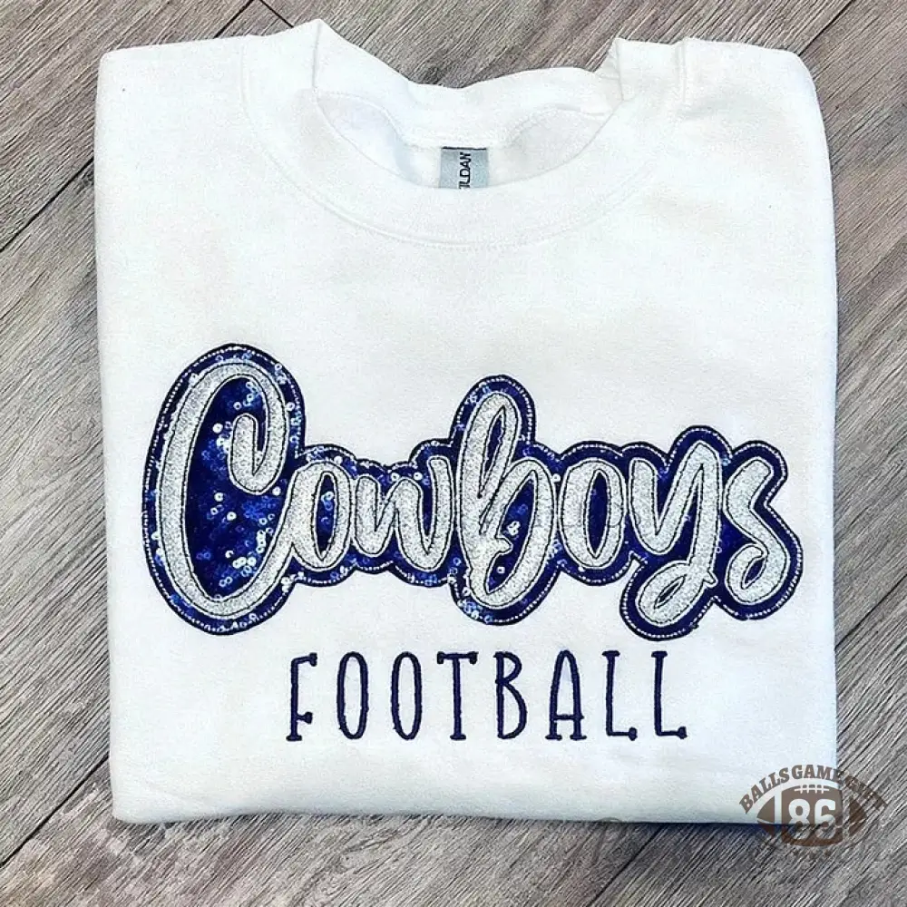 Personalized Sparkly Glitter Sequin Applique Embroidered Gameday Sweatshirt