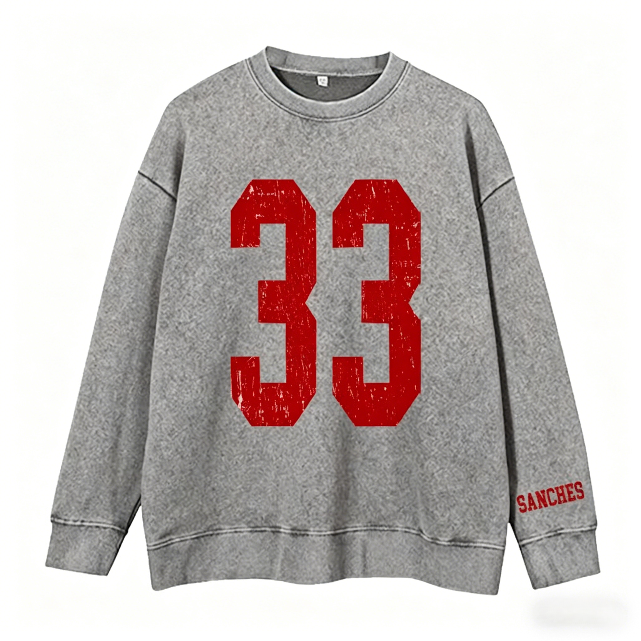 Custom Vintage Varsity Sport Team Number or Letter Washed T-Shirt Crewneck and Hoodie