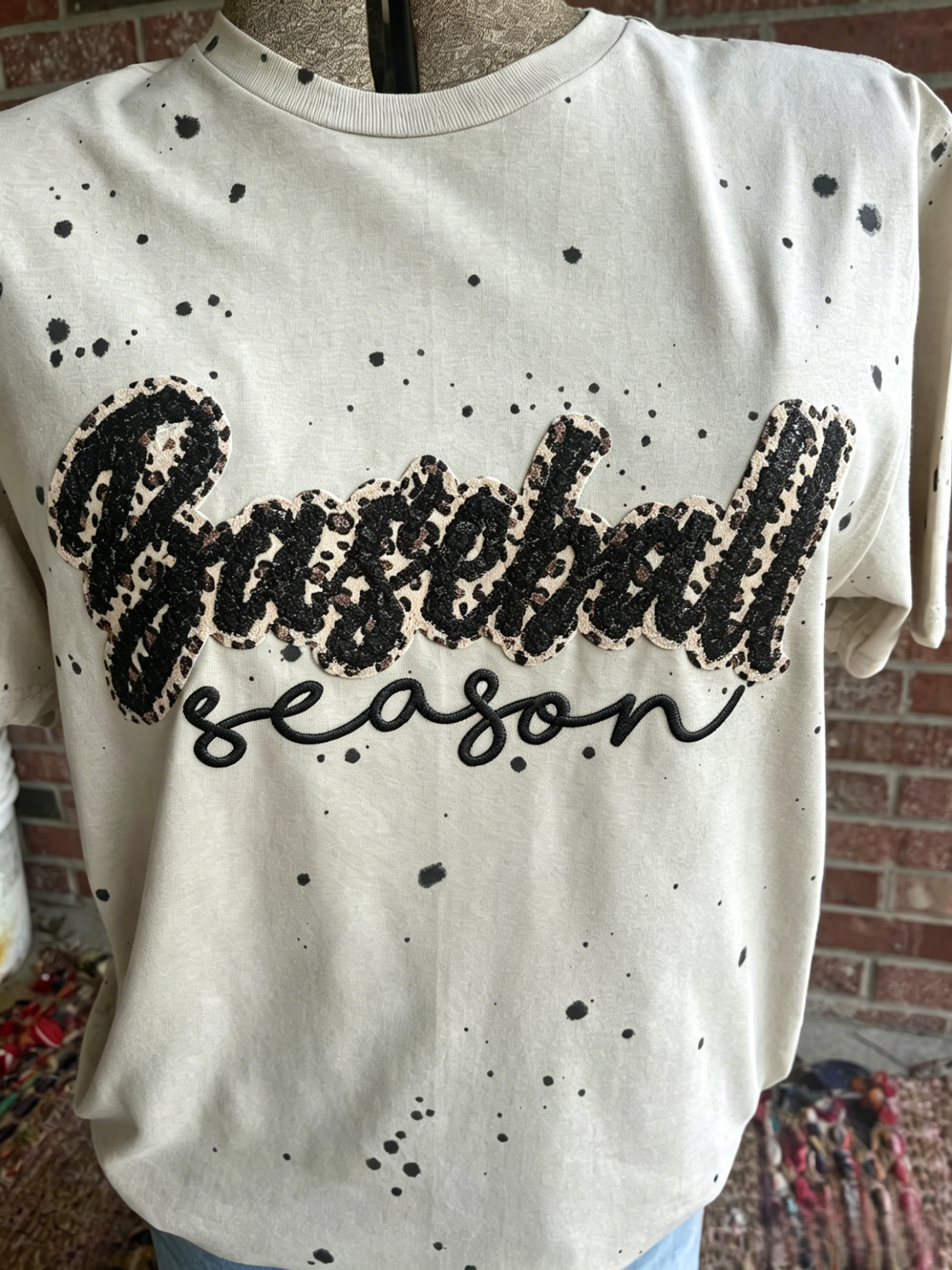 Customizable Baseball Season Leopard Splatter Tee - Make It Your Own Game Day Vibe