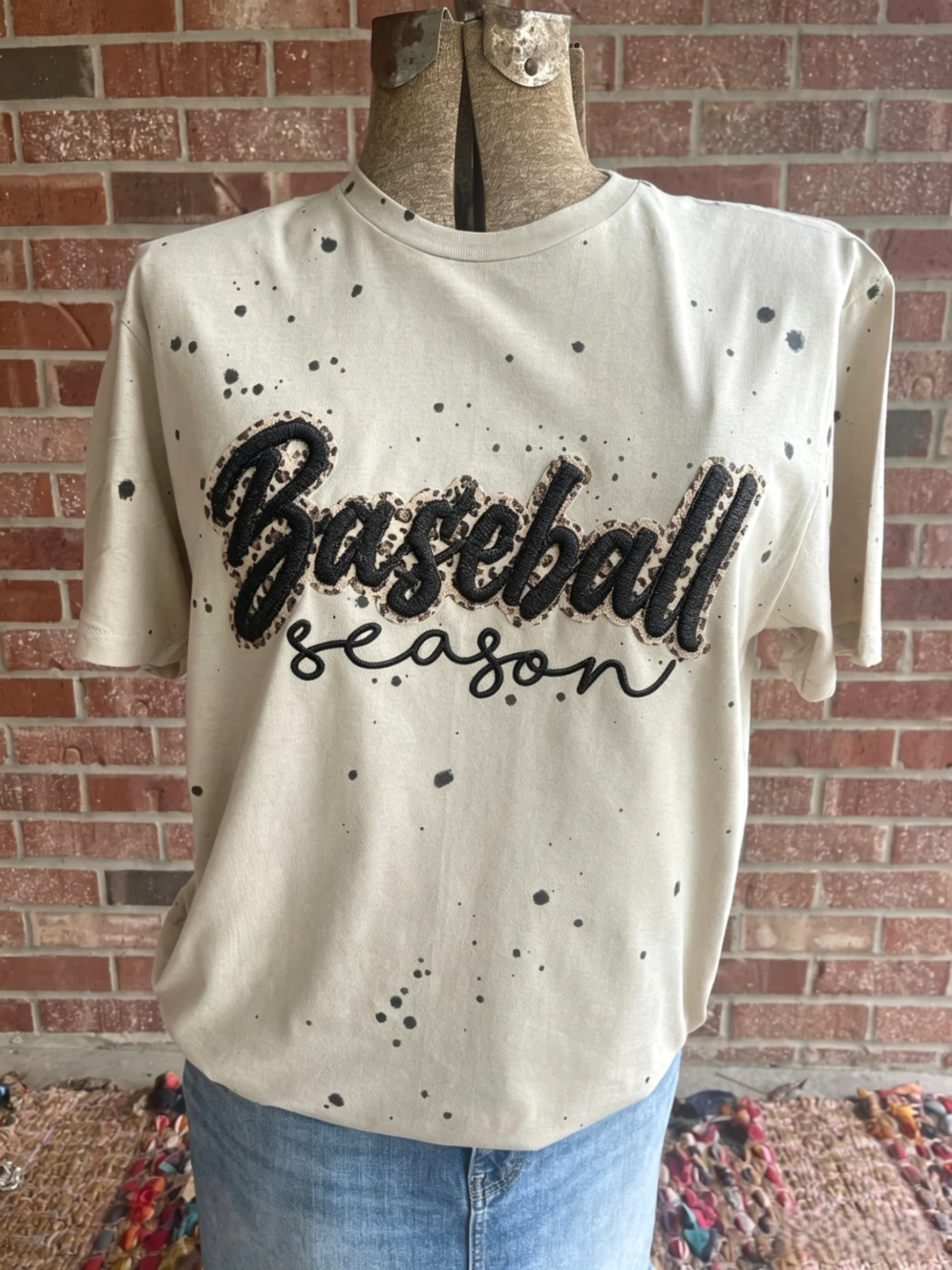 Customizable Baseball Season Leopard Splatter Tee - Make It Your Own Game Day Vibe