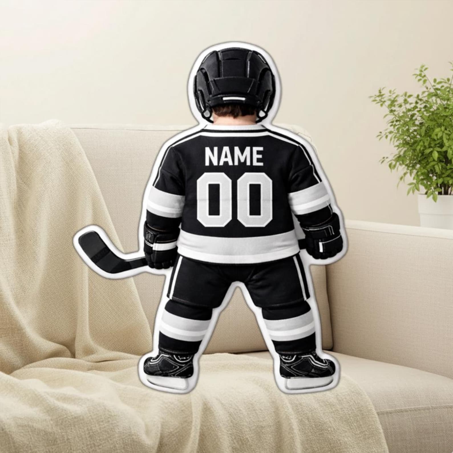Personalized Hockey Player Pillow Custom Jersey Name Number Throw Pillow Hockey Fans Gifts For Kids 