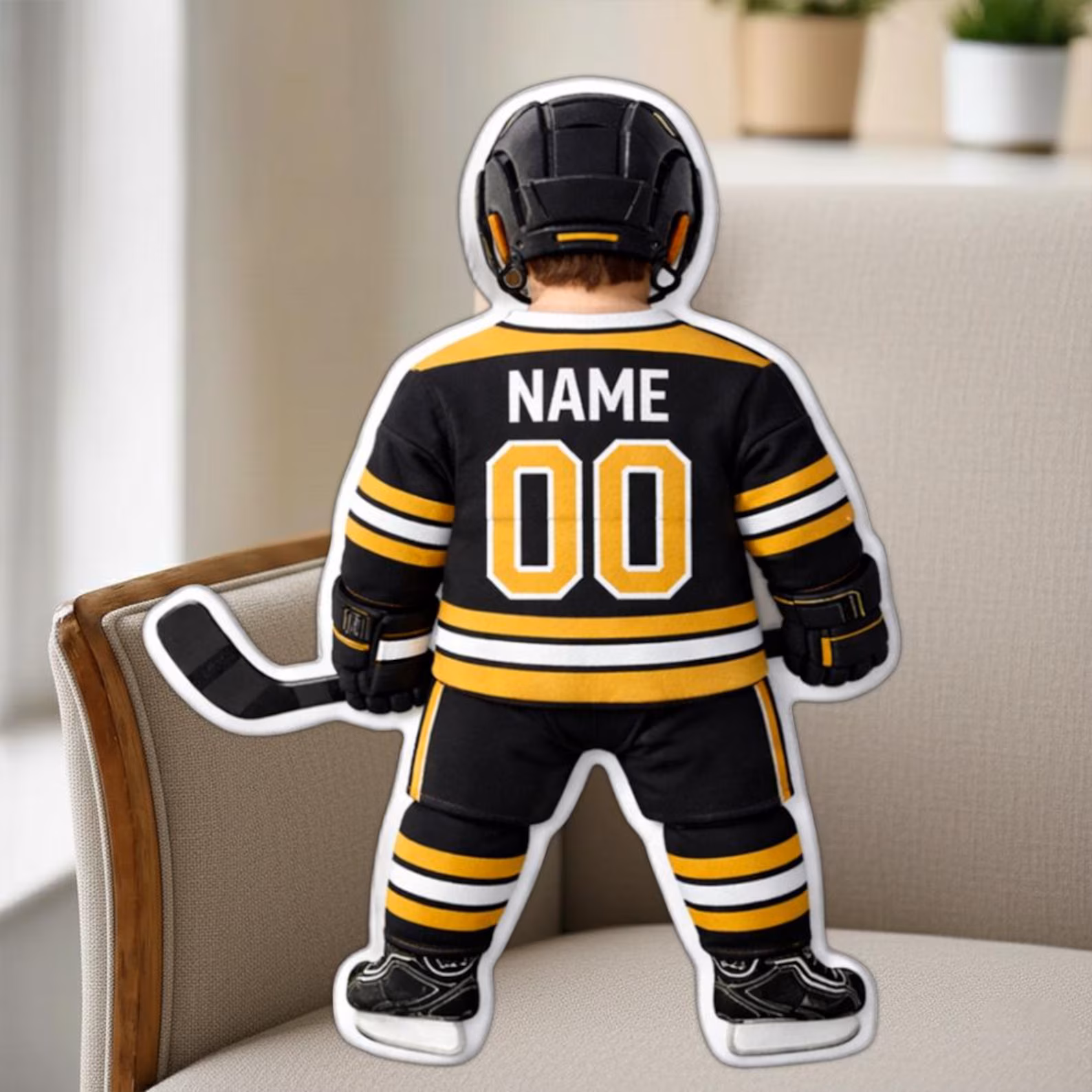 Personalized Hockey Player Pillow Custom Jersey Name Number Throw Pillow Hockey Fans Gifts For Kids 
