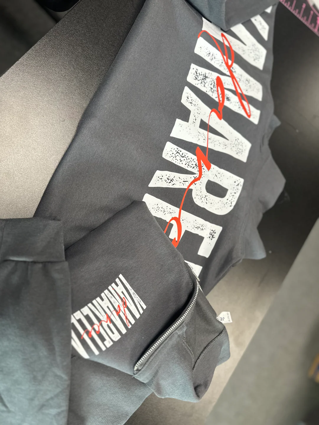 Custom 1/4 Zip Distressed Big Back With Front Print