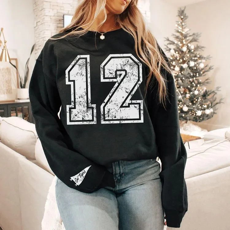 Custom Varsity Letter Sweatshirt Distressed Big Giant Number
