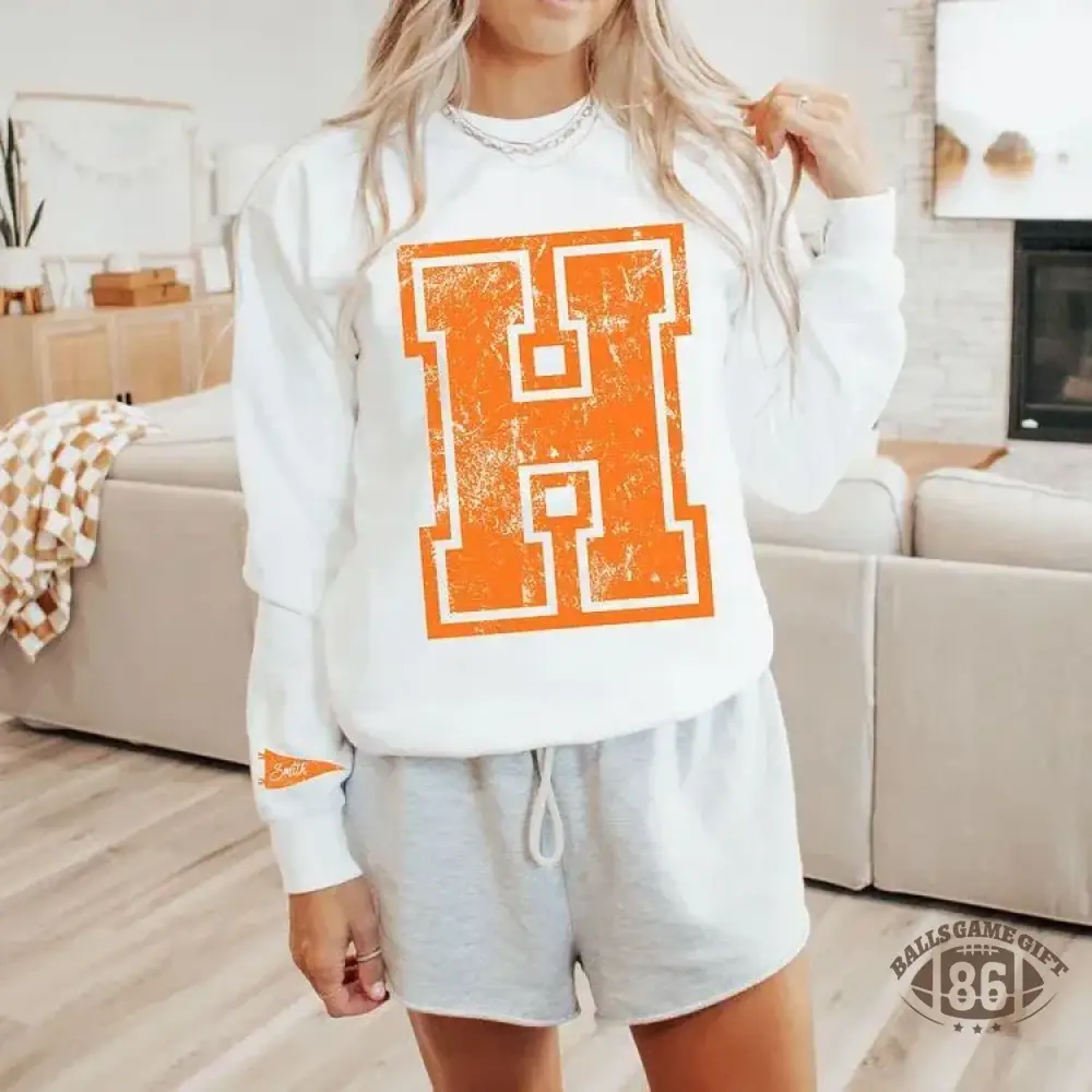 Custom Varsity Letter Sweatshirt Distressed Big Giant Number