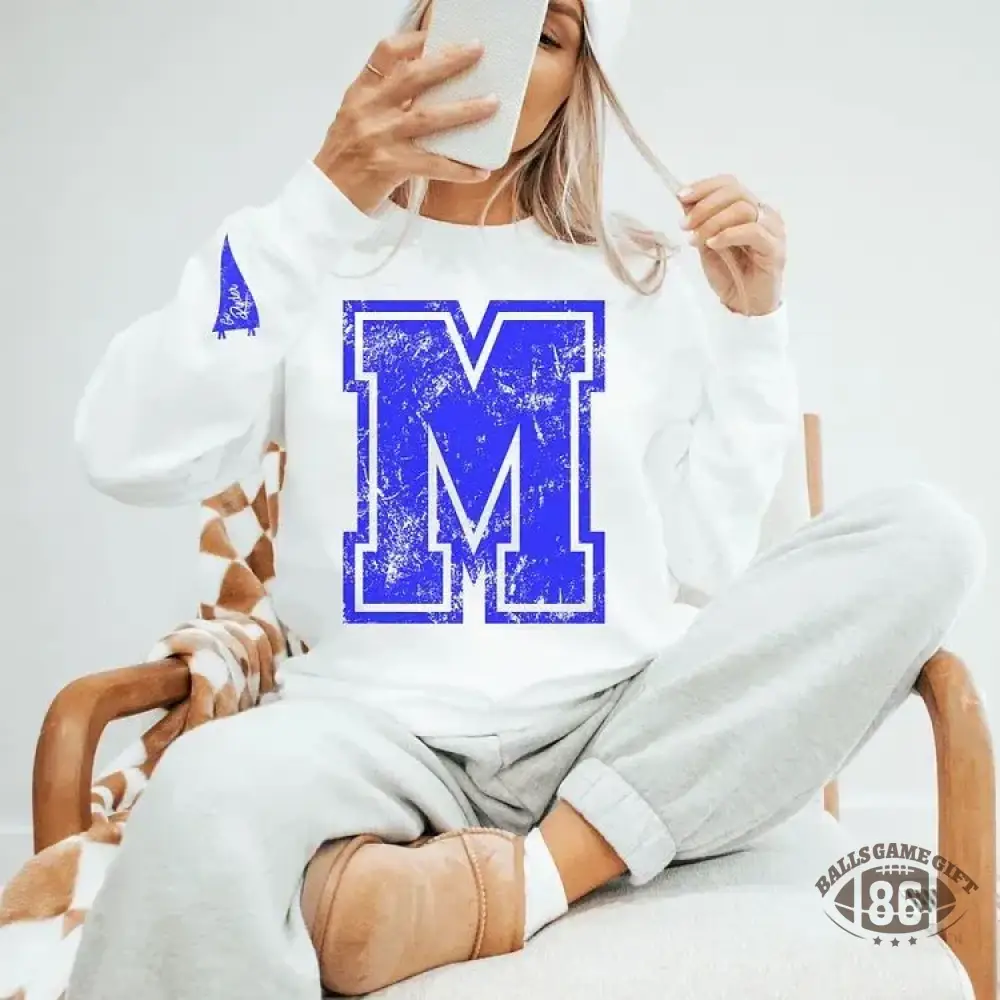 Custom Varsity Letter Sweatshirt Distressed Big Giant Number
