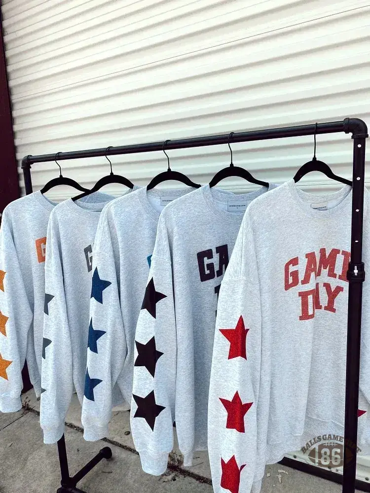 Oversized Game Day Sweatshirt with Star Sleeves