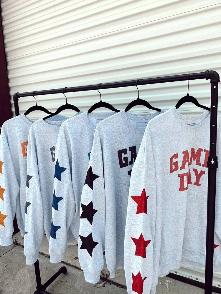 Oversized Game Day Sweatshirt with Star Sleeves