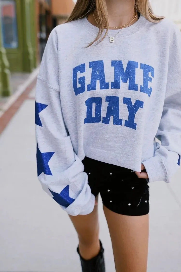 Oversized Game Day Sweatshirt with Star Sleeves