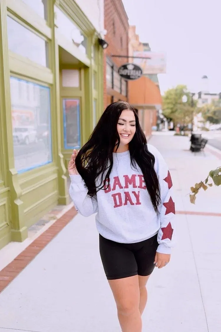 Oversized Game Day Sweatshirt with Star Sleeves