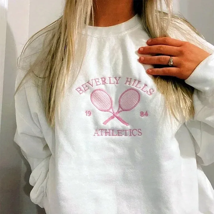Personalized Embroidered Tennis Custom Letters Embroidered Sweatshirt | Gifts for Sports Mom