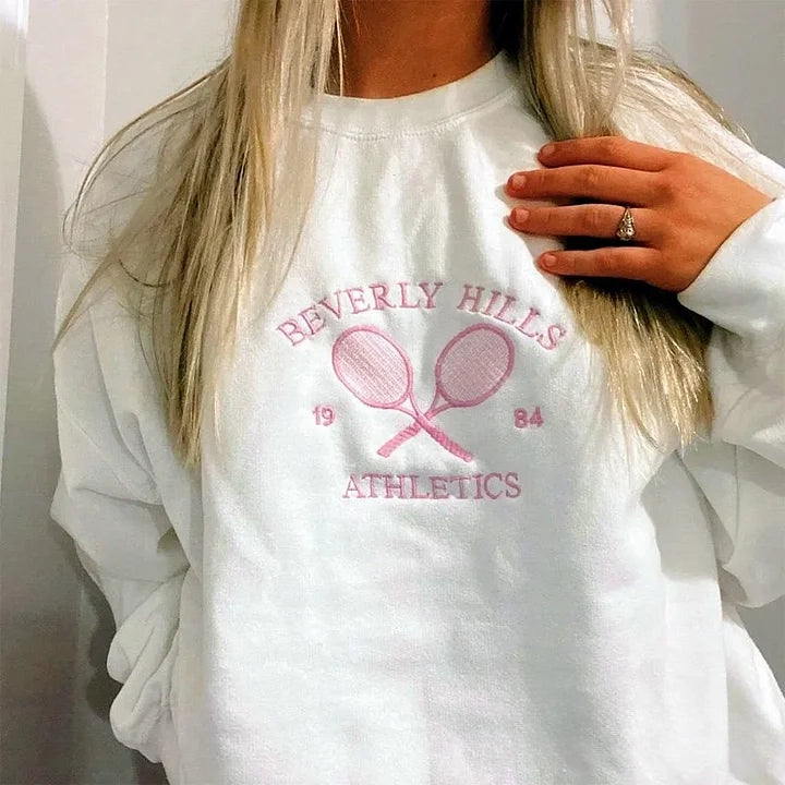Personalized Embroidered Tennis Custom Letters Embroidered Sweatshirt | Gifts for Sports Mom