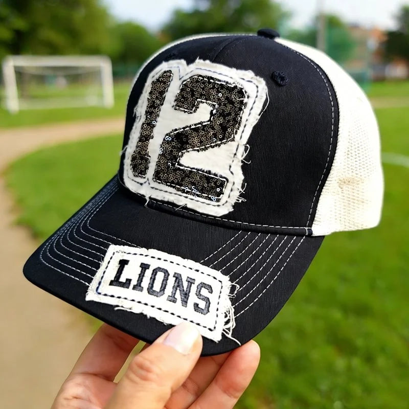 Custom Sequin Number or Letter Hat Applique Embroidery Hat