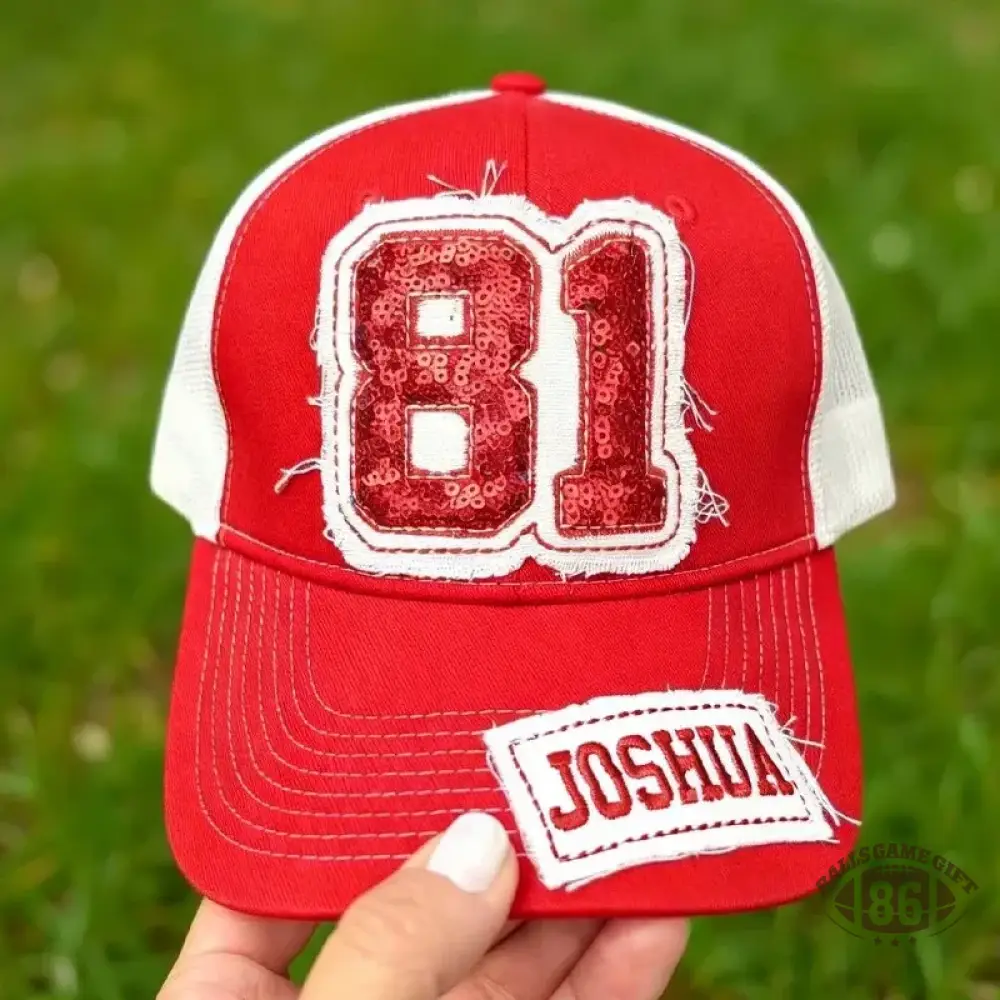 Custom Sequin Number or Letter Hat Applique Embroidery Hat